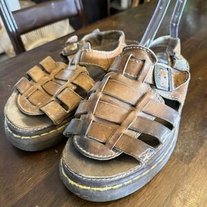 Dr. Martens Brown Leather Fisherman Buckle Sandals Vintage 90s Y2K Men's Read Sz